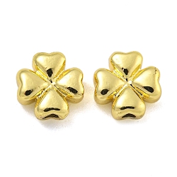 Rack Plating Brass Beads, Long-Lasting Plated, Cadmium Free & Lead Free, Clover, Real 18K Gold Plated, 8x8x3.5mm, Hole: 1.6mm(KK-I718-28G)