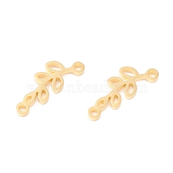 201 Stainless Steel Links, Manual Polishing, Leaf, Vacuum Plating, Real 18K Gold Plated, 20x8x1.5mm, Hole: 1.6mm(STAS-F231-127G)