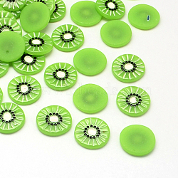 Kiwi Fruit Resin Decoden Cabochons, Imitation Food, Lawn Green, 15.5x2.5mm(CRES-R183-16)