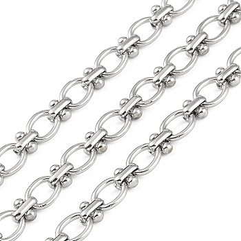 Tarnish Resistant 304 Stainless Steel Link Chain, Unwelded, with Spool, Stainless Steel Color, 9.8x7x1.5mm