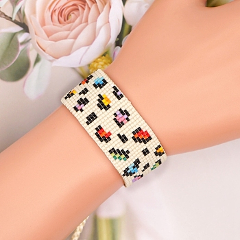 Miyuki Seed Braided Bead Bracelet, Wide Band Friendship Bracelet for Women, Colorful, 11 inch(28cm)