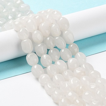 Natural White Jade Beads Strands, Dyed, Nuggets, Tumbled Stone, Floral White, 9.5~11.5x8~8.5x7~8mm, Hole: 1mm, about 34~38pcs/strand, 14.76~15.16''(37.5~38.5cm)