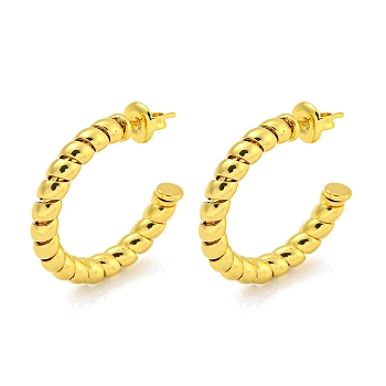 304 Stainless Steel Earrings, Half Round, Real 18K Gold Plated, 26x4mm
