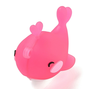 PVC Pendants, Whale, Hot Pink, 48x27x35mm, Hole: 3mm