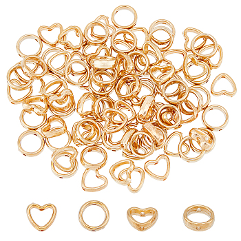 HOBBIESAY 200Pcs 2 Style CCB Plastic Bead Frames, Mixed Shape, Light Gold, 11~12x12x3.5~4mm, Hole: 1.6mm