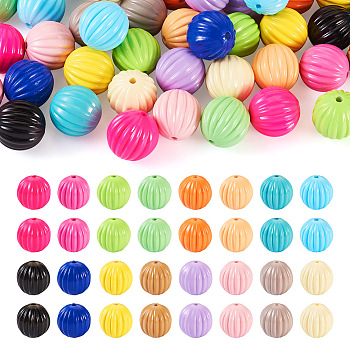48Pcs 16 Colors Baking Paint Acrylic Beads, Pumpkin, Mixed Color, 16x17mm, Hole: 2mm, 3pcs/color