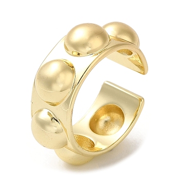 Brass Open Cuff Rings, Multi-Ball Ring, Anxiety Wide Band Ring for Women, Real 18K Gold Plated, 9.5mm, Inner Diameter: 17.8mm