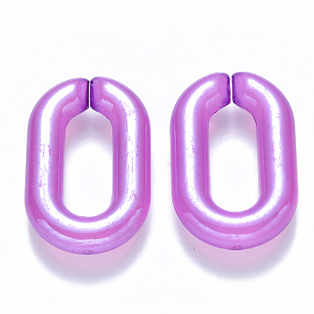 Imitation Jelly Acrylic Linking Rings, Quick Link Connectors, for Cable Chains Making, Pearlized, Oval, Medium Orchid, 31x19.5x5.5mm, Inner Diameter: 19.5x7.5mm