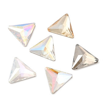 K5 Glass Rhinestone Cabochons, Flat Back & Back Plated, Faceted, Triangle, Mixed Color, 16x18x5.5mm