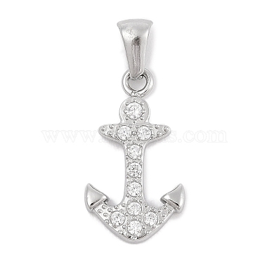 Stainless Steel Color Clear Anchor & Helm Stainless Steel+Cubic Zirconia Pendants