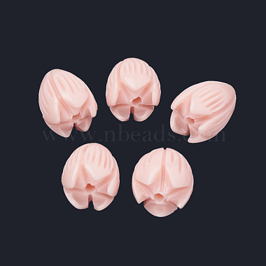 8mm Pink Flower Synthetic Coral Beads