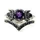 Gothic-Ring aus violettem Kristall mit dreifacher Mondgöttin – schwarzer Diamantschmuck für Damen(ST1124546)-1