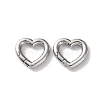 304 Stainless Steel Spring Gate Clasps, Heart, Stainless Steel Color, 16x17.5x3mm(X-STAS-A193-03P)