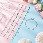 5Pcs 5 Styles Natural & Synthetic Gemstone Chip Tassel Alloy Link Anklets, 304 Stainless Steel Cable Chain Anklets for Women, Mixed Shapes, Antique Silver & Stainless Steel Color, 9-1/2 inch(240mm), 1pc/style(AJEW-AN00696)