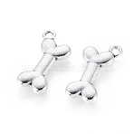 Tibetan Style Pendants, Lead Free  and Cadmium Free, Bone, Antique Silver, 22x11x2mm, Hole: 2mm(X-TIBEP-S001-AS-LF)