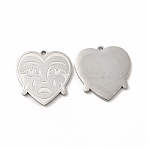 Non-Tarnish 304 Stainless Steel Pendants, Crying Face Heart Charms, Stainless Steel Color, 20x19x1.4mm, Hole: 1.5mm(STAS-F290-24P)