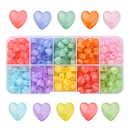 300Pcs 10 Colors Imitation Jelly Acrylic Beads, Heart, Mixed Color, 8x8.5x5.5mm, Hole: 2.5mm, 30pcs/color(MACR-CJ0001-31)