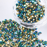Eco-Friendly Pointed Back Resin Rhinestones, Back Plated and AB Color Plated, Diamond Shape, Capri Blue AB, 3mm, about 14400pcs/bag(CRES-R120-3mm-AB-05)