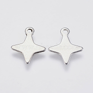 201 Stainless Steel Charms, Star, Stainless Steel Color, 13.5x11x0.6mm, Hole: 1mm(STAS-P225-009P)