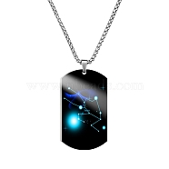 Stainless Steel Constellation Tag Pendant Necklace with Box Chains, Taurus, 23.62 inch(60cm)(ZODI-PW0006-01K)