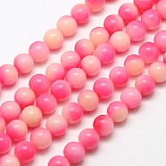 Natural Malaysia Jade Bead Strands, Round Dyed Beads, Hot Pink, 6mm, Hole: 1mm, about 64pcs/strand, 15 inch(X-G-M100-6mm-06)