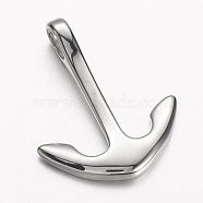 304 Stainless Steel Pendants, Anchor, Stainless Steel Color, 37x30x8mm, Hole: 5x7mm(STAS-E133-031P)