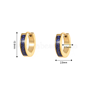 Stylish Stainless Steel Hoop Earrings for Daily Wear, Dark Blue, Golden, 13.9x2.9x2.5mm(AC1894-5)