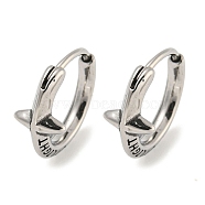 316 Surgical Stainless Steel Hoop Earrings, Antique Silver, Star, 14x7mm(EJEW-D096-13B-AS)