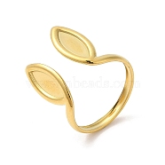Ion Plating(IP) 304 Stainless Steel Cuff Finger Rings, Rabbit Ear Open Rings for Women, Real 18K Gold Plated, US Size 8 1/2(18.5mm)(RJEW-L107-004G)