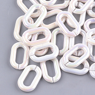 Acrylic Imitation Pearl Linking Rings, Quick Link Connectors, For Jewelry Chains Making, AB Color, Oval, Seashell Color, 31x19x5mm(OACR-S024-36B)