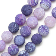 Natural Weathered Agate Bead Strands, Frosted, Dyed, Round, Orchid, 4~4.5mm, Hole: 1mm, about 95pcs/strand, 14.6 inch(X-G-S237-4mm-13)
