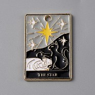 Halloween Alloy Enamel Pendants, Rectangle with Tarot Pattern, Light Gold, Star, 28x19x1.3mm, Hole: 2mm(ENAM-CJC0002-33KCG-01)