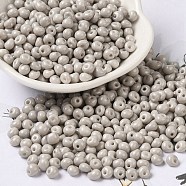 6/0 Opaque Baking Paint Glass Seed Beads, Teardrop, Light Grey, 4.5~5x4x3~3.5mm, Hole: 0.9mm, about 5625Pcs/Pound(SEED-M012-02A-10)