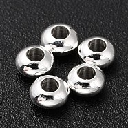 Brass Beads, Long-Lasting Plated, Rondelle, 925 Sterling Silver Plated, 3.5x1.8mm, Hole: 1.5mm(KK-H759-25B-S)