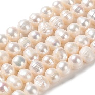 Natural Cultured Freshwater Pearl Beads Strands, Potato, Grade A++, PapayaWhip, 6~8.5x7~8mm, Hole: 0.5mm, about 51pcs/strand, 13.19 inch(33.5cm)(PEAR-E018-37)