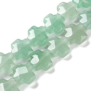 Natural Green Aventurine Beads Strands, Faceted, Cross, 12~13x12~12.5x5~6mm, Hole: 1.4mm, about 17pcs/strand, 8.27 inch(21cm)(G-K357-C11-01)