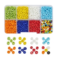 8 Colors Glass Seed Beads, Opaque Colours Seed, Round, Mixed Color, 3mm, Hole: 1mm, about 15g/color(SEED-YW0001-58)