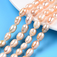 Natural Cultured Freshwater Pearl Beads Strands, Baroque Keshi Pearl Rice Beads, Wheat, 8~13x6.9~7.5mm, Hole: 0.7~0.8mm, about 34~38pcs/strand, 13.78 inch(35cm)(PEAR-N012-07M)