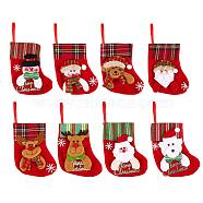 8Pcs Cloth Christmas Stockings Sets, Christmas Tree Small Pendant, for Family Holiday Season Decoration, Mixed Shapes, Mixed Color, 120x163mm(JX065A)