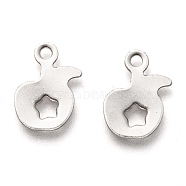 201 Stainless Steel Charms, Laser Cut, Apple with Hollow Star, Stainless Steel Color, 11.5x7.5x0.6mm, Hole: 1.4mm(STAS-C017-20P)