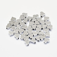 Long-Lasting Plated Brass Beads, Nickel Free, Heart, Real Platinum Plated, 5.5x6x3mm, Hole: 1.5mm(KK-K193-080P-NF)