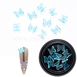 Resin Cabochons, Nail Art Decoration Accessories, 3D Butterfly, Light Sky Blue, 6~7x7~8x3mm, 10pcs/box(MRMJ-Q072-26C)