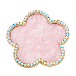 Resin Nail Art Color Palette, with Glass Rhinestone, Flower, Pink, 7.85x7.85x0.6cm(MRMJ-TAC0009-16B)