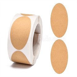 Self-Adhesive Kraft Paper Gift Tag Stickers, Adhesive Labels, Blank Tag, Oval, Tan, Oval: 50x25mm, 250pcs/roll(X-DIY-G021-10)