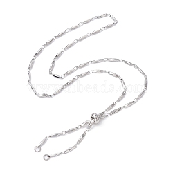 304 Stainless Steel Faceted Bar Link Chain Necklace Makings, Slider Necklace, Fit for Connector Charms, Stainless Steel Color, 23-7/8 inch(60.6cm)(AJEW-JB01185-02)