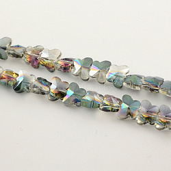 Electroplate Faceted Glass Beads, Butterfly, Half Rainbow Plated, Sea Green, 8x10x6mm, Hole: 1mm(EGLA-R092-03)