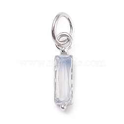 304 Stainless Steel Cubic Zirconia Pendants, Rectangle, Stainless Steel Color, Light Grey, 17x4x4mm, Hole: 5mm(STAS-E487-21P-11)