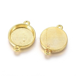 Tibetan Style Alloy Cabochon Connector Settings, Lead Free and Cadmium Free, Flat Round, Golden, Tray: 15mm, 25x18x3mm, Hole: 2mm(LF11386-G)