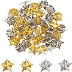 40Pcs 2 Colors Pentagram Alloy Brooch, Creative Badge for Backpack Clothes, Platinum & Golden, 15mm, Pin: 1.1mm, 20pcs/color(JEWB-FH0001-09)