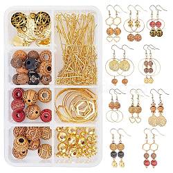 Wood Beads Dangle Earrings DIY Making Kit, Including Wood & Acrylic Beads, Alloy Charms & Links, Iron Beads, Brass Linking Rings & Jump Rings & Earring Hooks & Pins, Mixed Color, Wood & Imitation Wood Beads: 26pcs/set(DIY-SC0017-64)